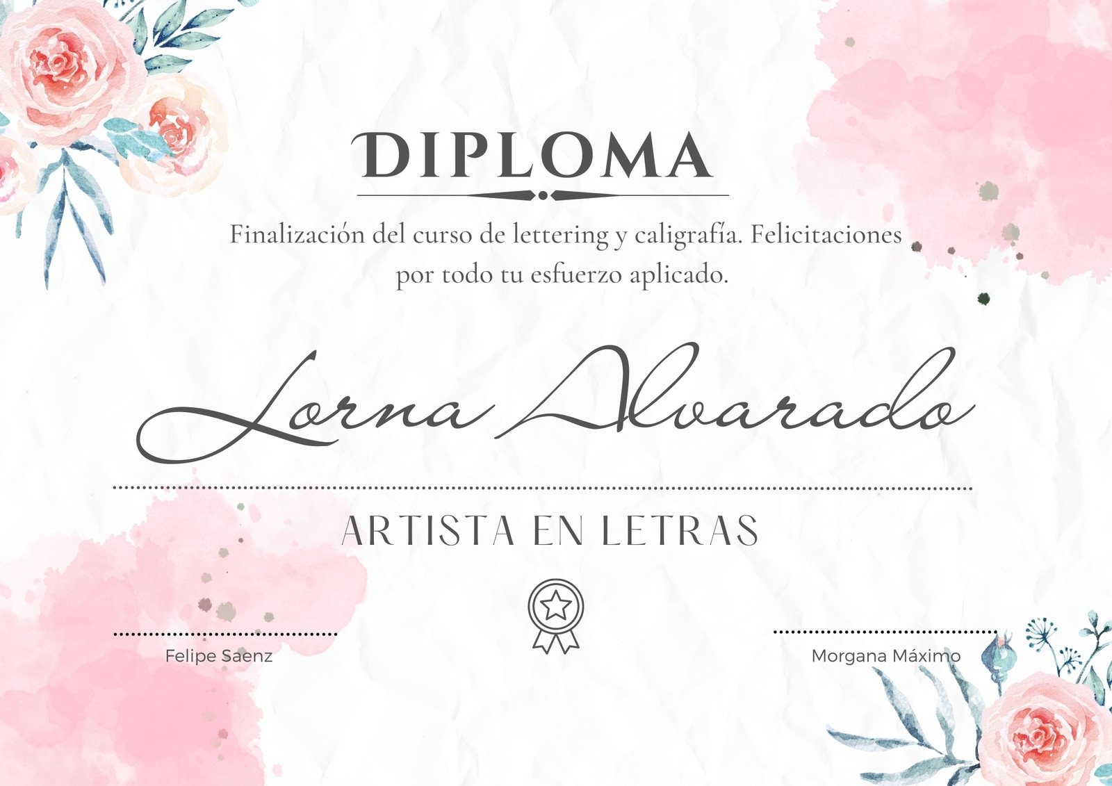 diploma certificado arte acuarela estetico rosado