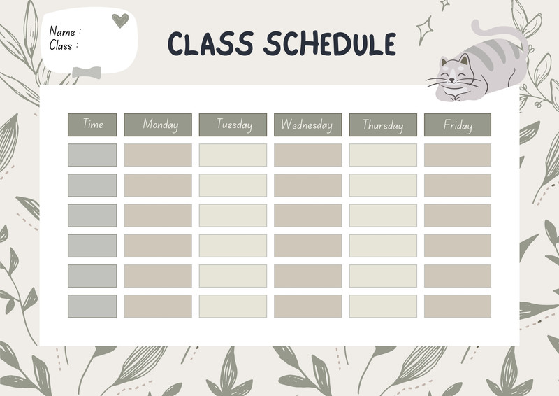 Free printable class schedule templates to customize | Canva