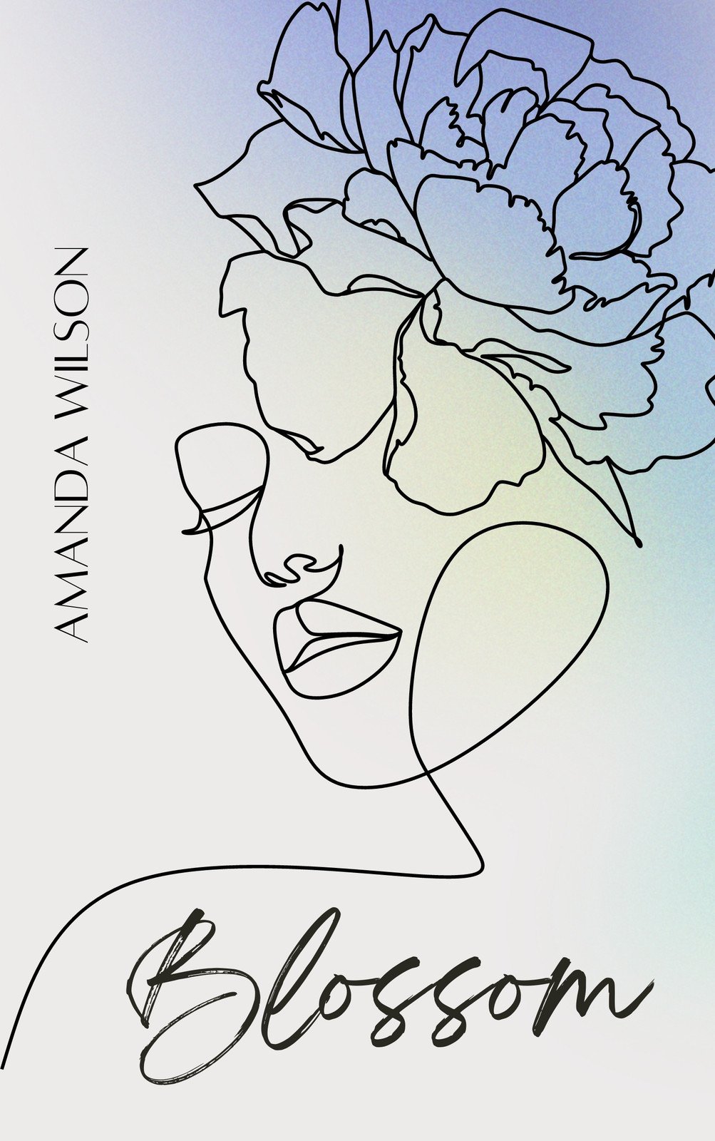 Illustration Woman Face with Peony Poetry Book Cover