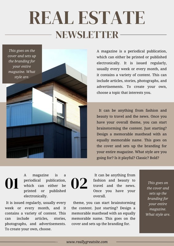 Free custom printable real estate newsletter templates Canva