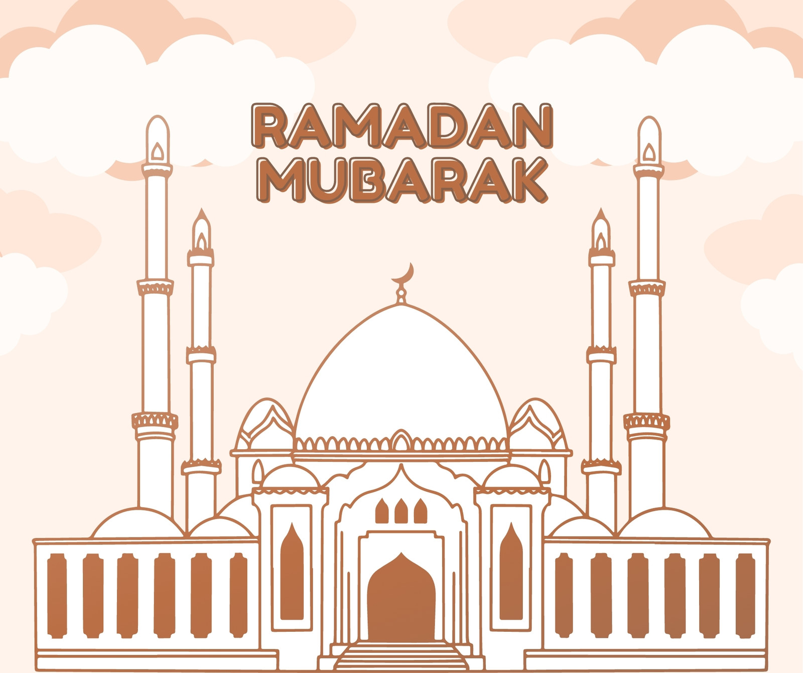 Ramadan Mubarak Cute Brown Facebook Post