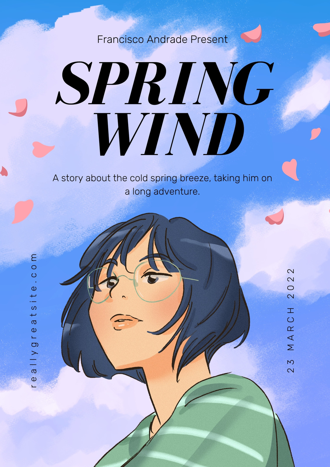 Blue Illustrated Spring Wind Flyer