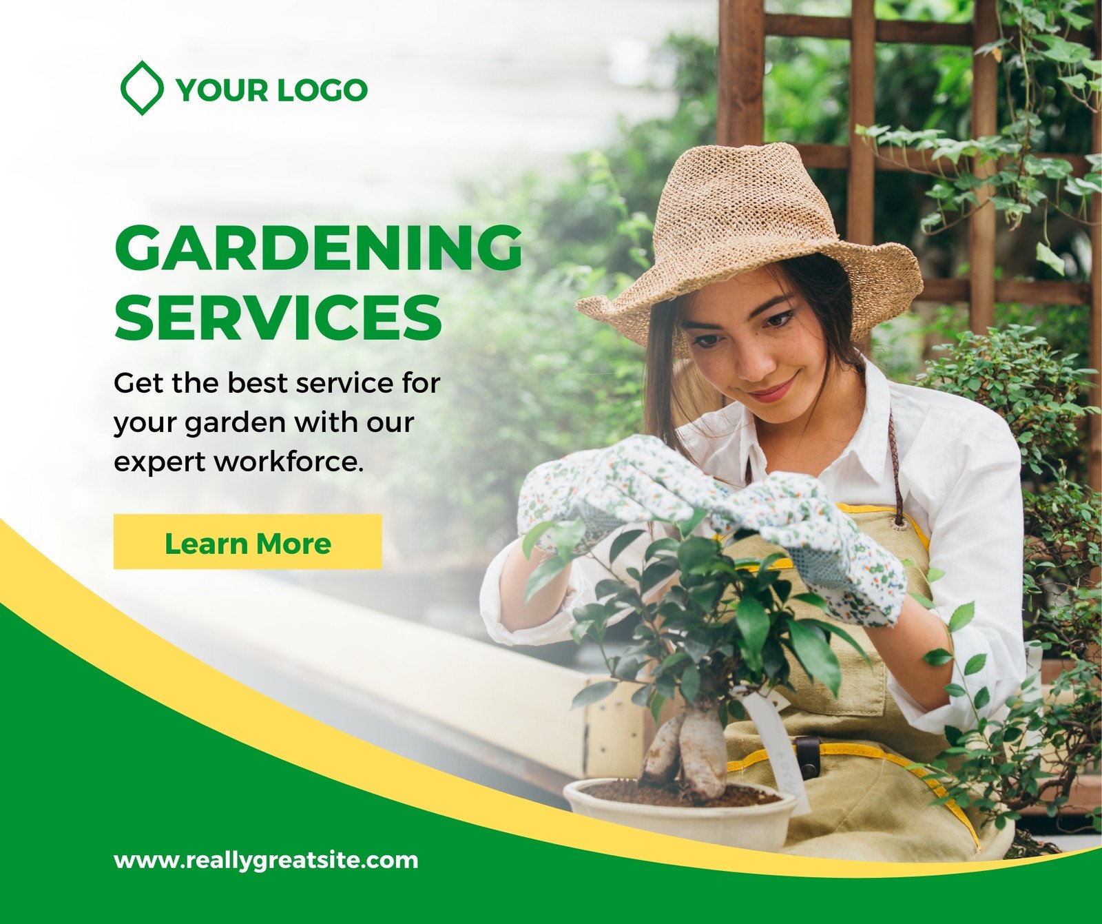 Green Modern Gardening Services Facebook Post
