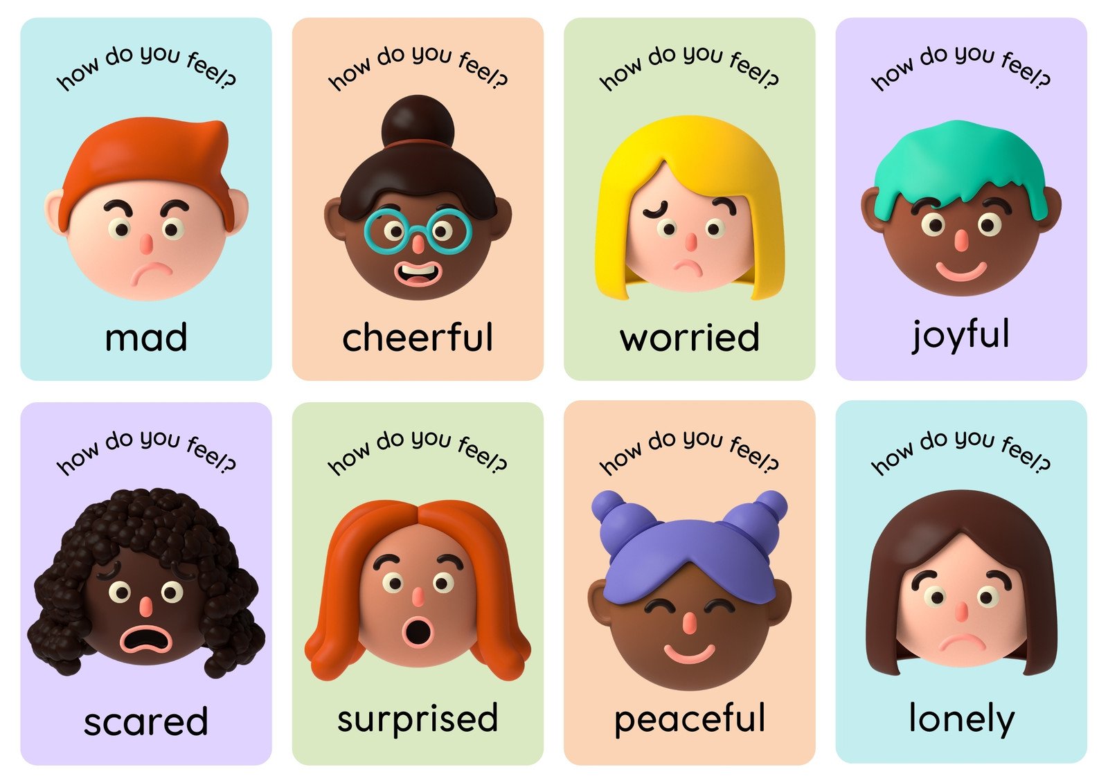 Free printable custom emotions flashcard templates