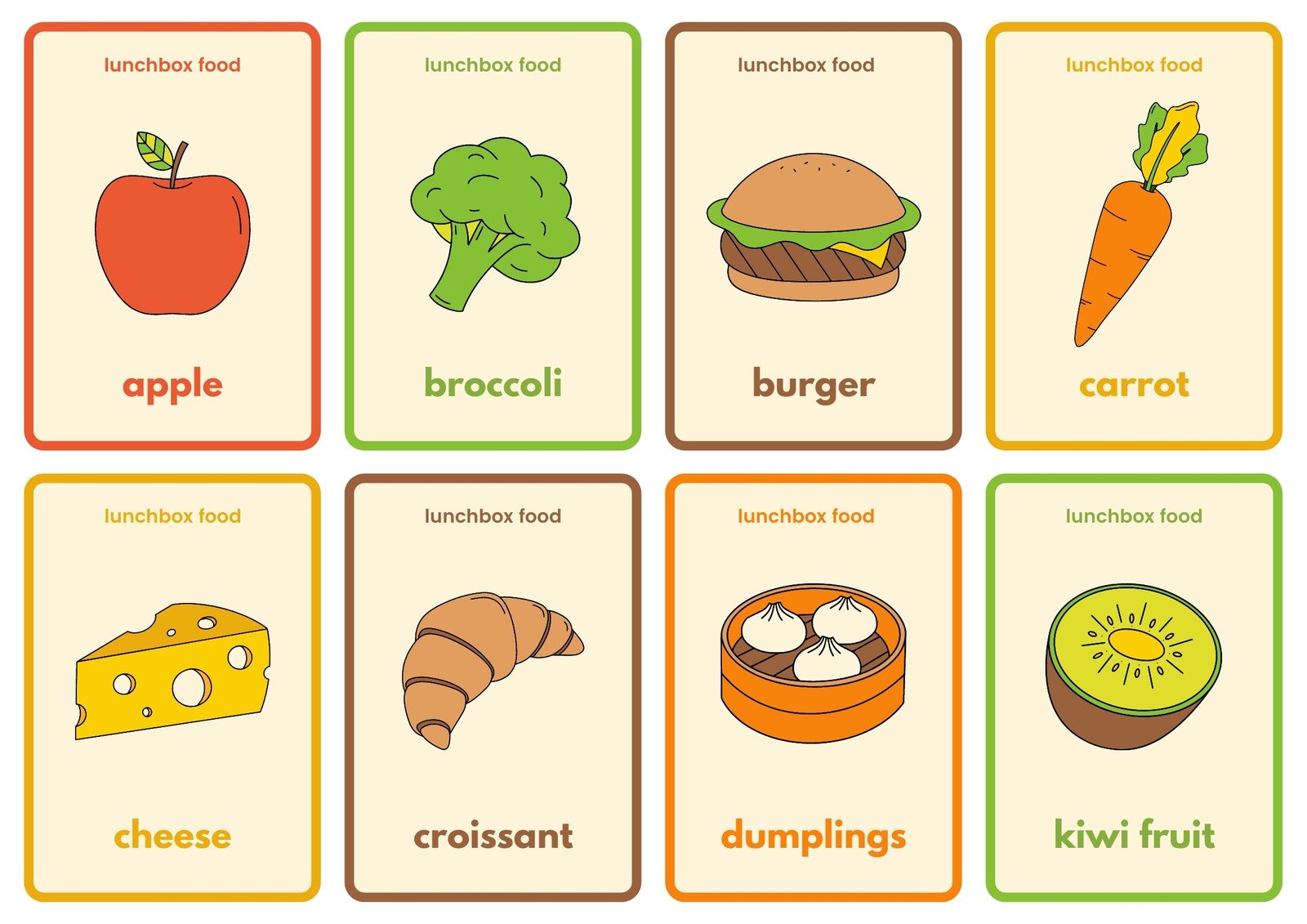 Free food flashcard templates to customize and print