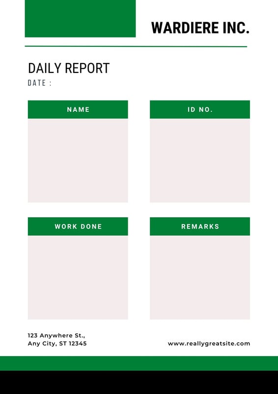 Free Printable Customizable Daily Report Templates Canva