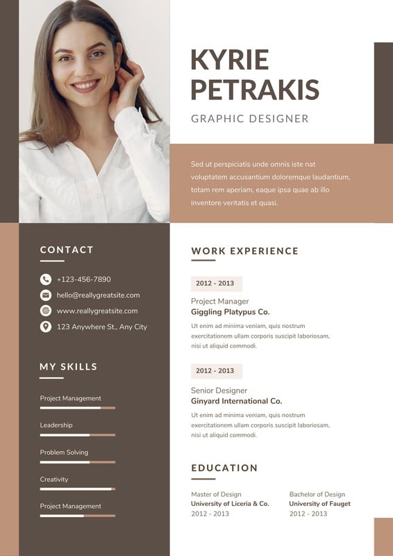 Free, custom professional infographic resume templates | Canva