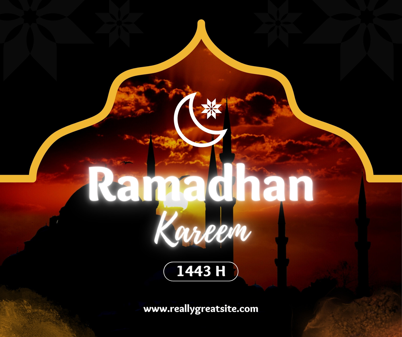 Black and Orange Modern Ramadhan Kareem Facebook Post