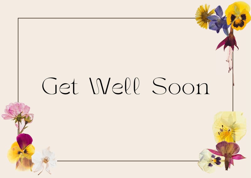 Teddy Bear With Flowers And Card With Lettering Get Well Stock