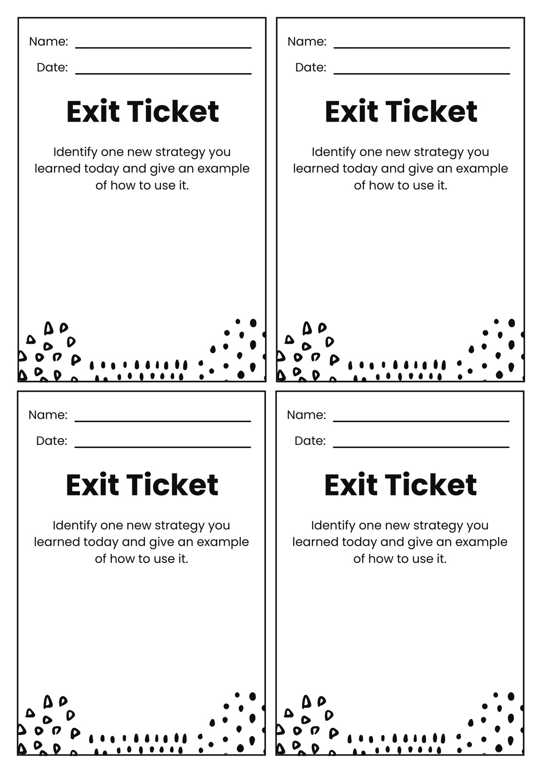 Free Printable Exit Ticket Templates