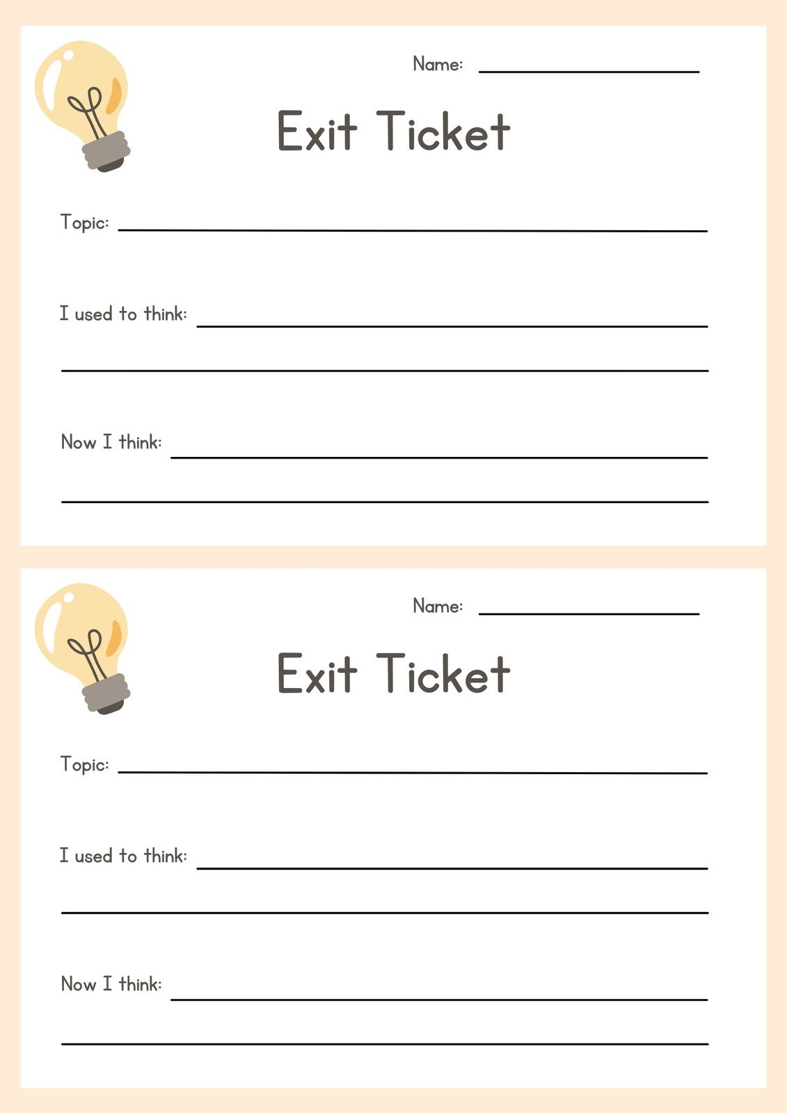 Exit Ticket Ideas