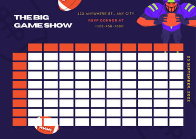 Super Bowl 2022 Squares Game (Printable Downloadable Super Bowl Squares  Sheet)