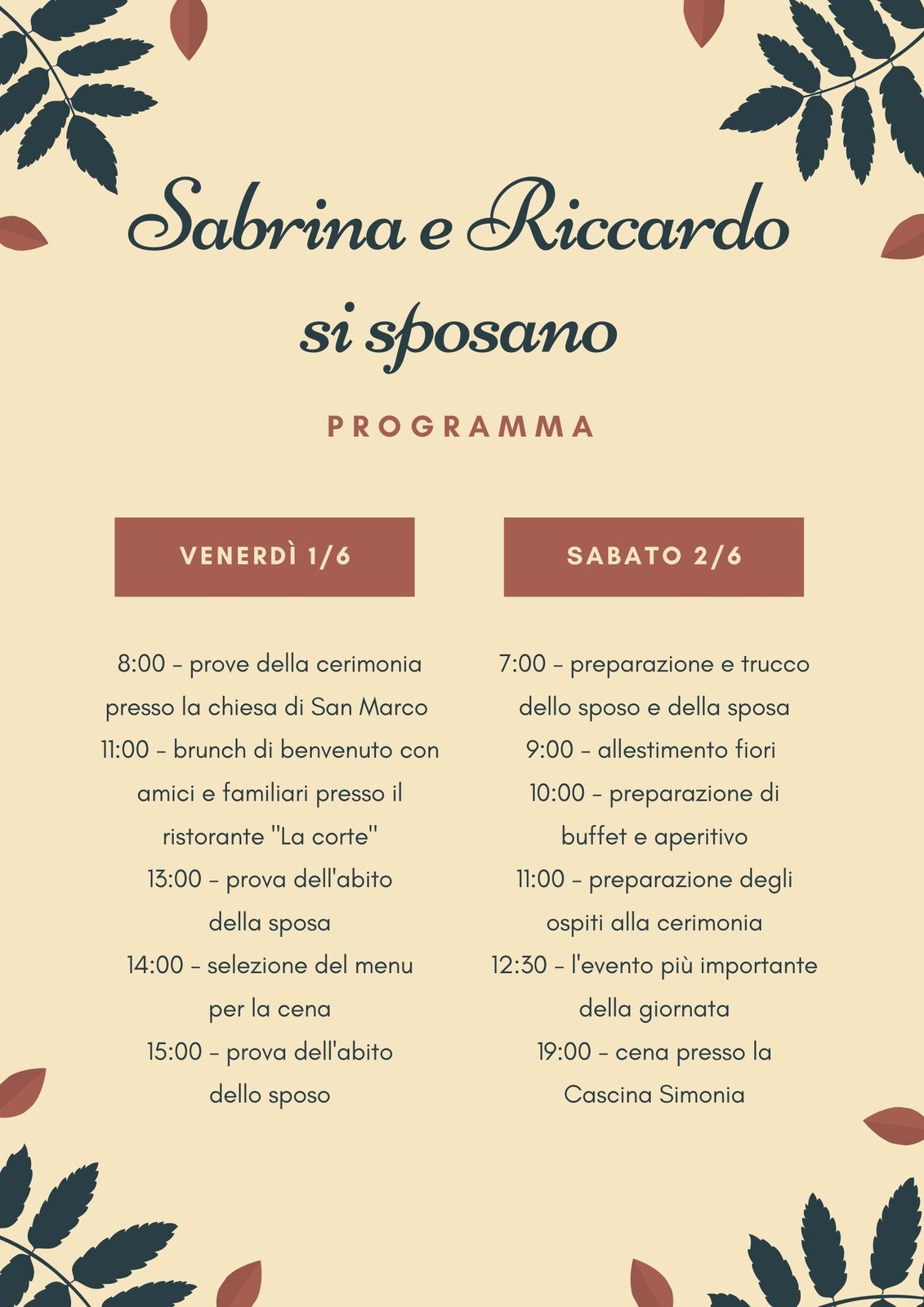 Calendario Preparativi Matrimonio: Modelli Da Stampare