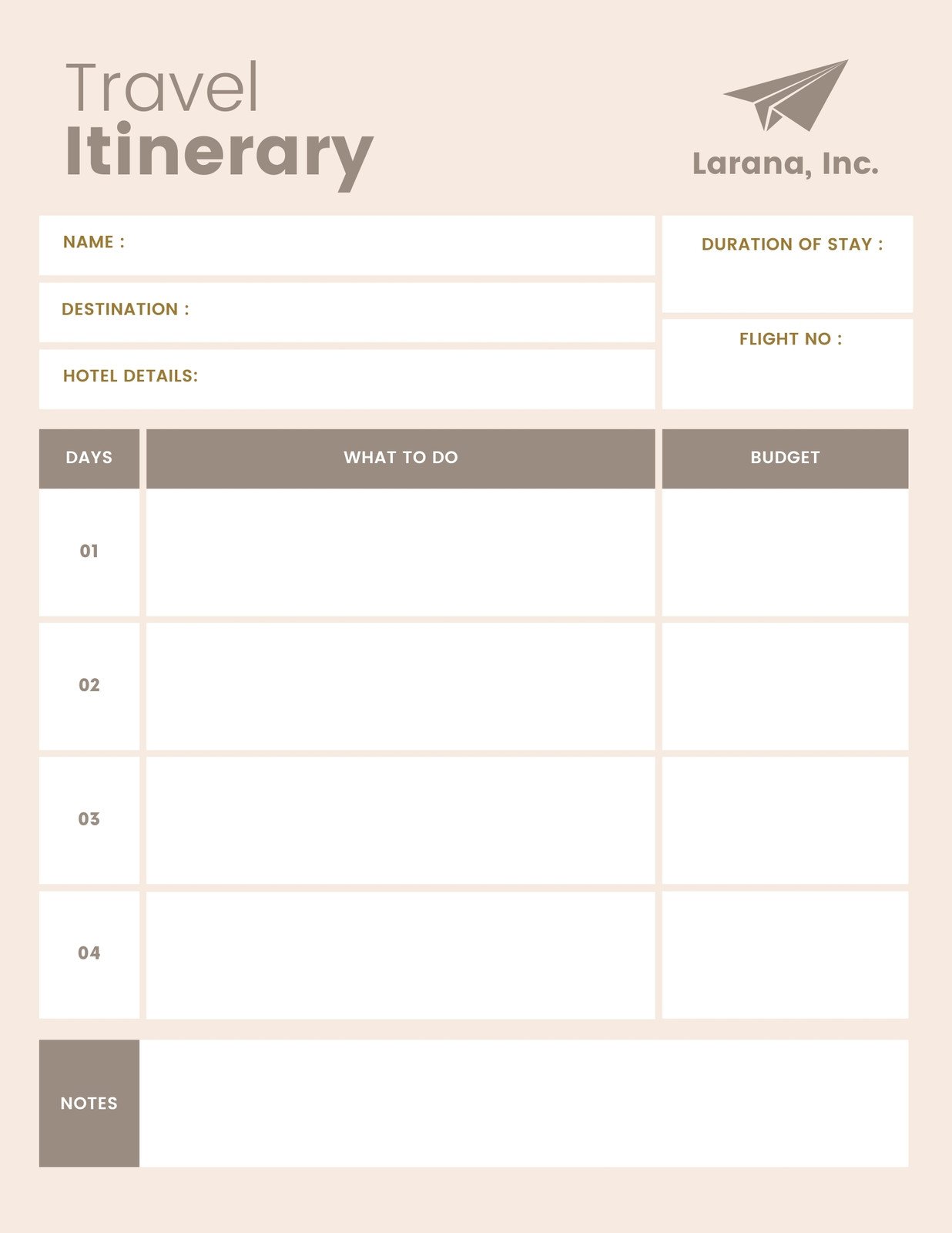 Sample Pastel Travel Itinerary Template Travel Itinerary Template For