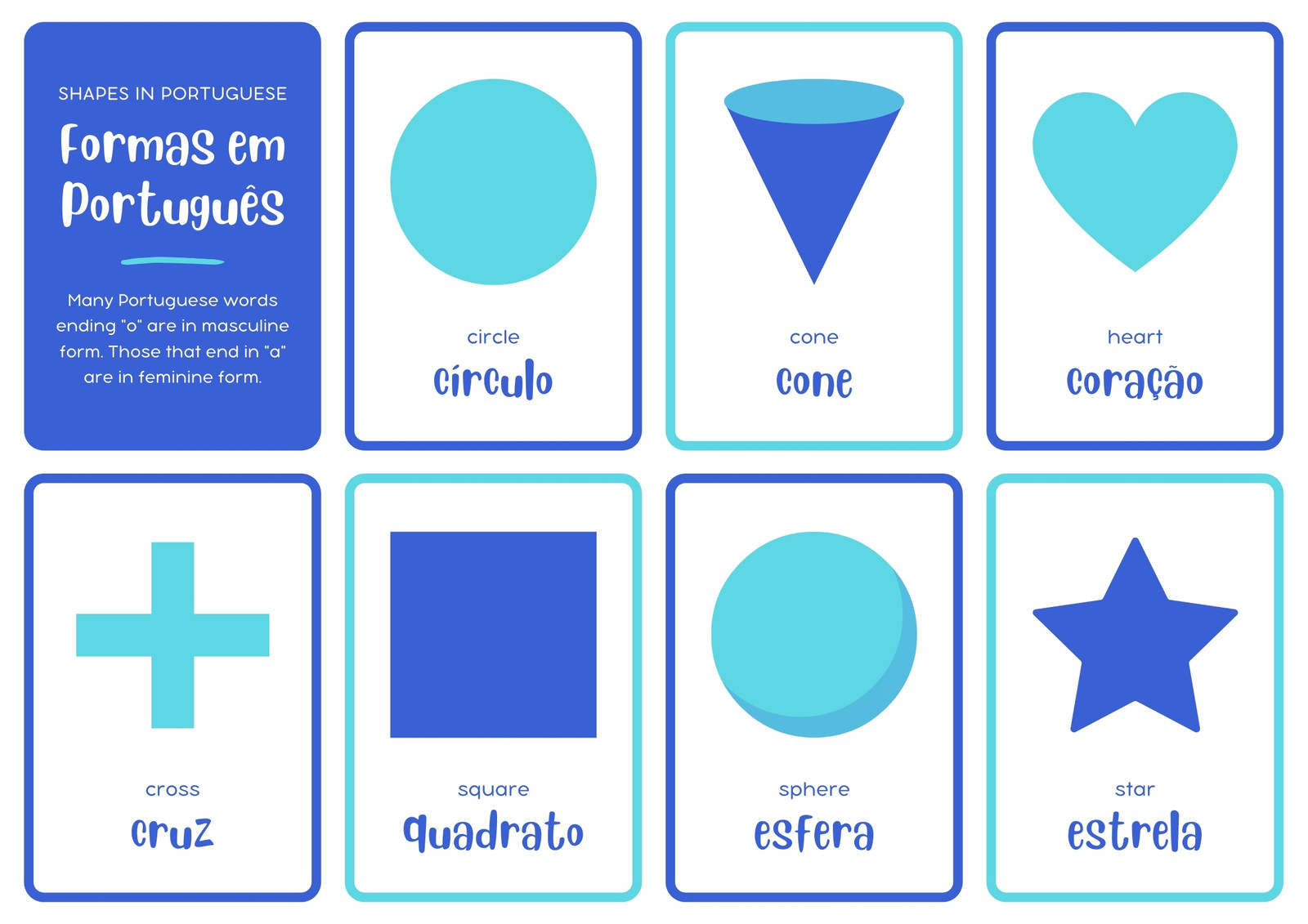 Free printable shapes flashcards templates
