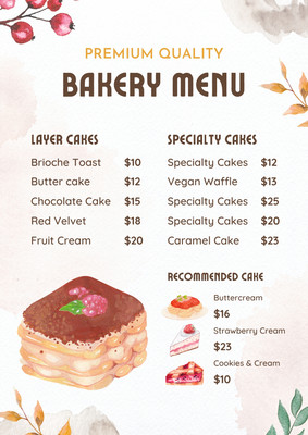 Page 2 - Free and customizable delectable bakery menu templates | Canva