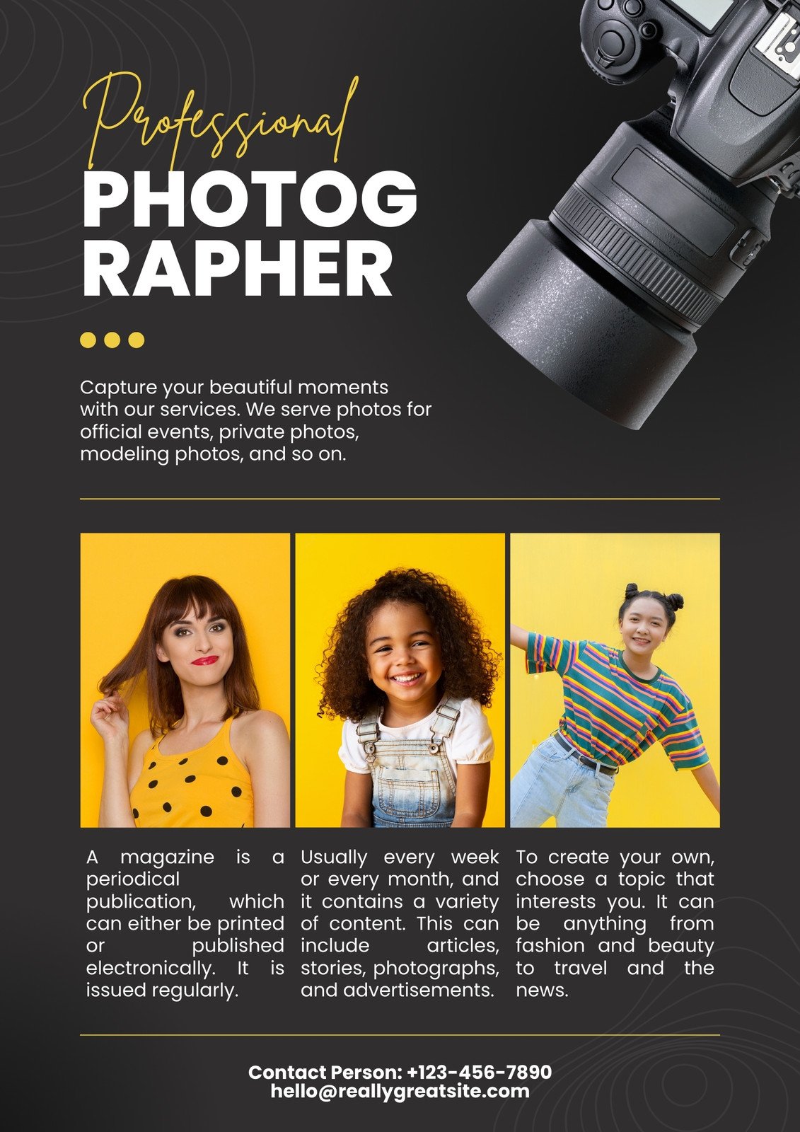 Black Modern Professional Photographer Flyer