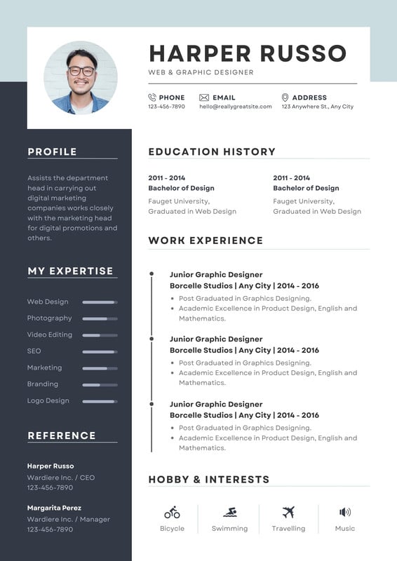 Page 5 - Free printable resume templates you can customize | Canva