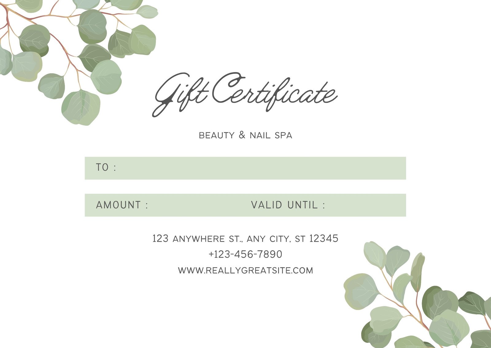 Printable Massage Gift Certificate Template