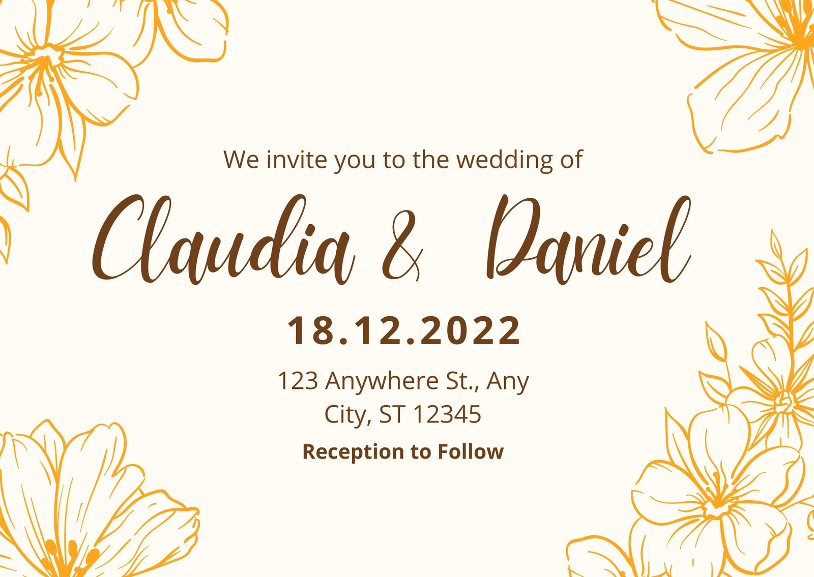 Free custom printable wedding reception card templates | Canva