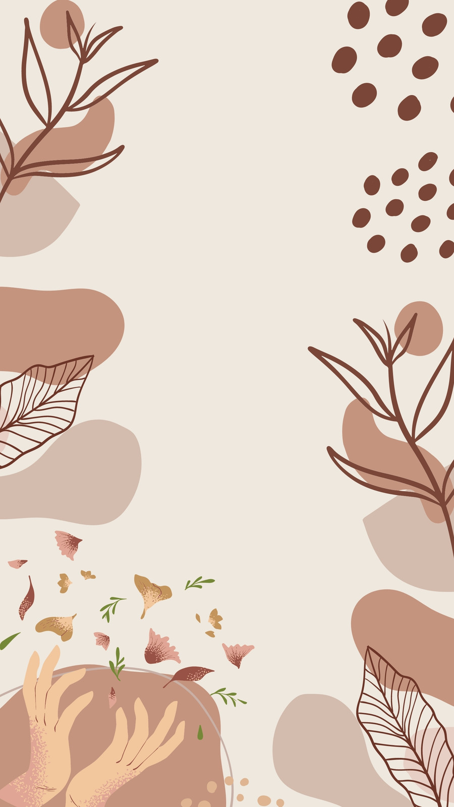 Brown Flowers White Leaf Lines Background HD Brown Aesthetic