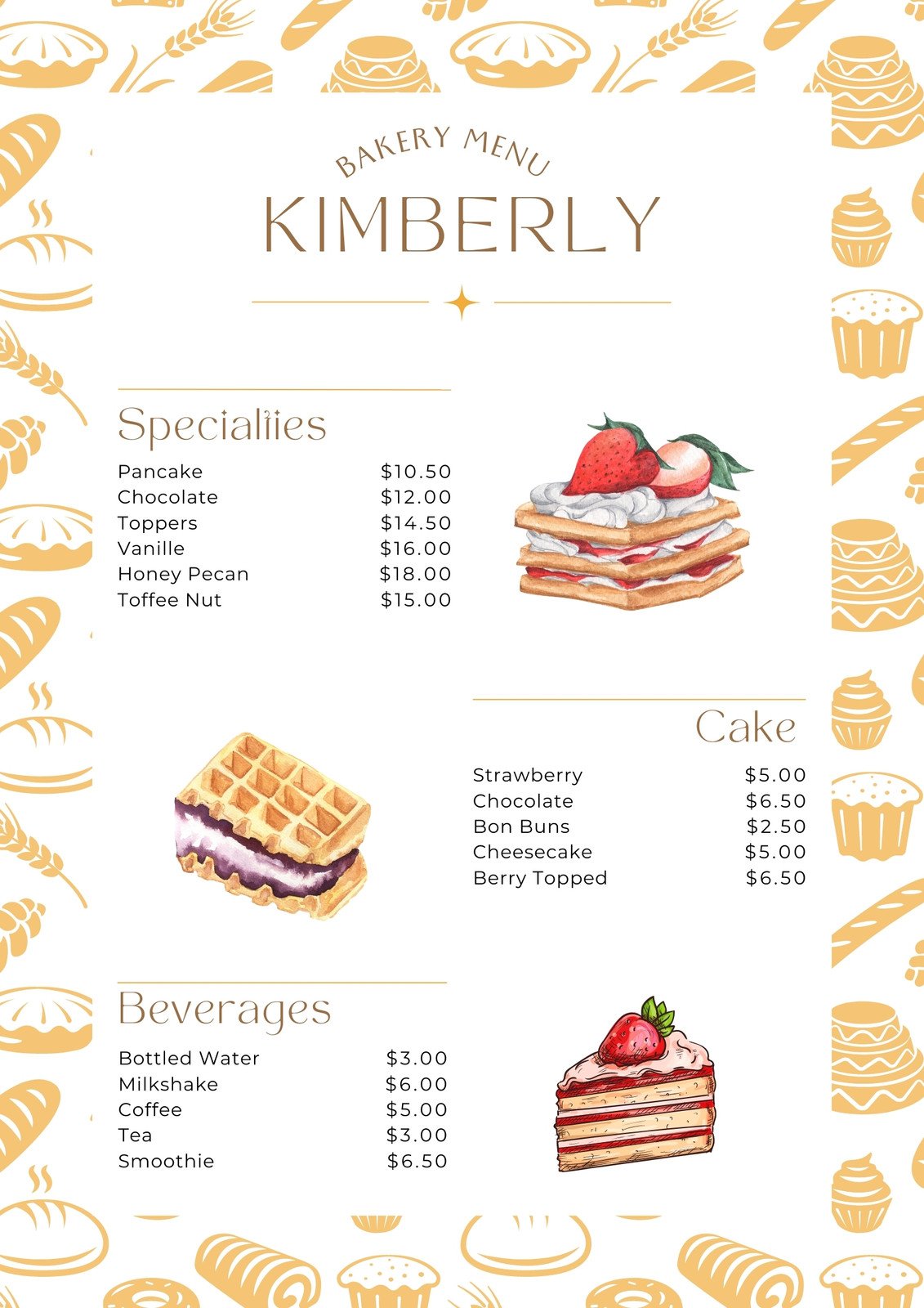 Page 5 - Free printable and customizable fancy menu templates | Canva