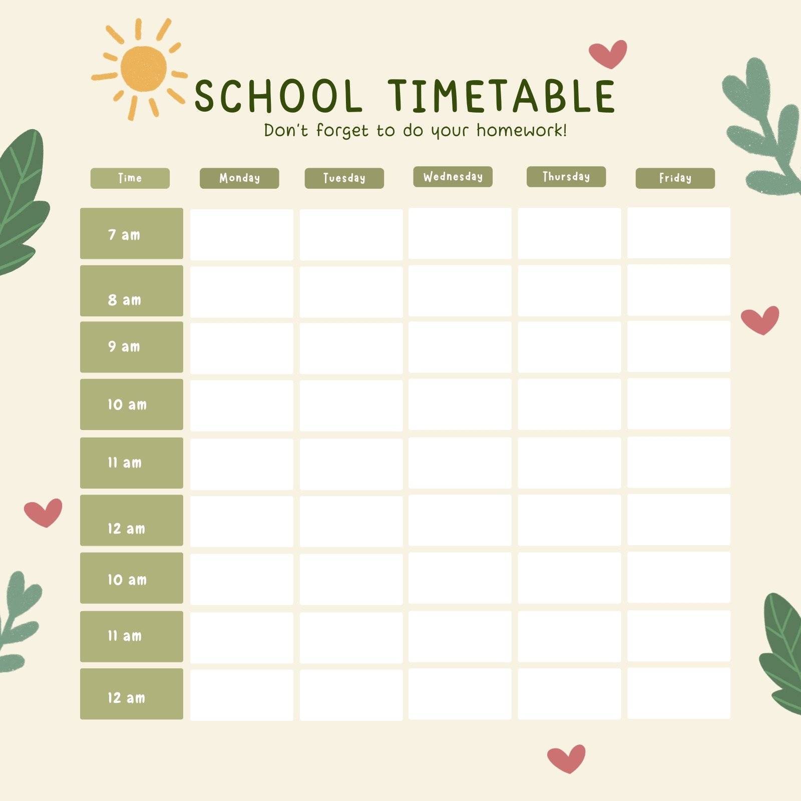 Soft Cute School Schedule Planner Instagram Post