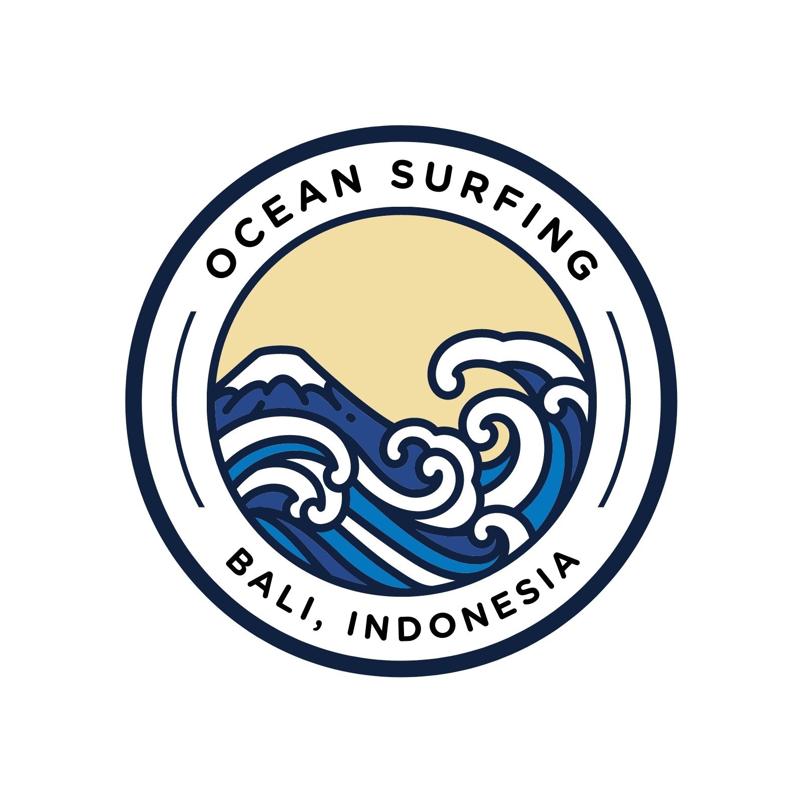 Blue and White Circle Surfing Club Logo