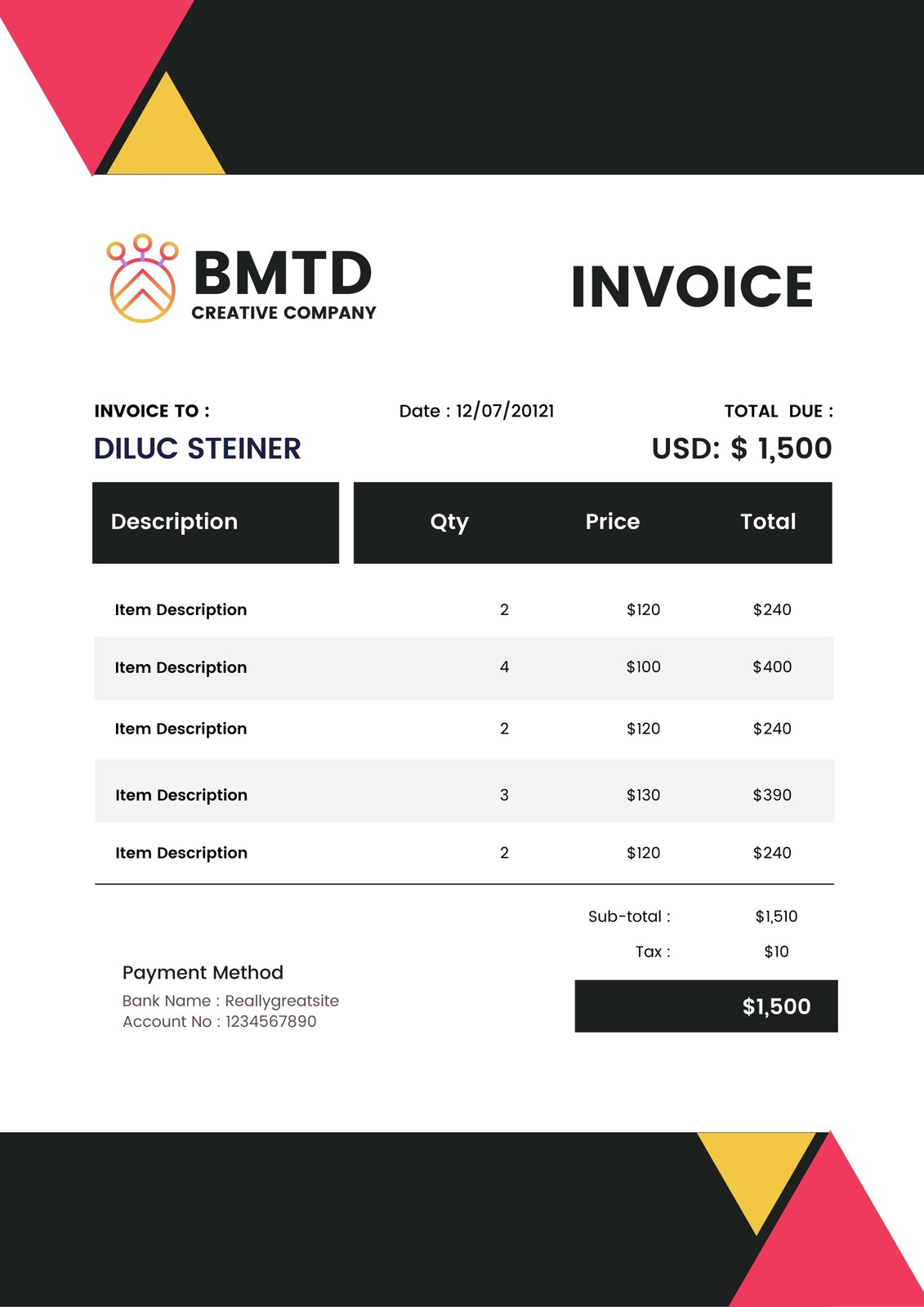 Page 12 - Free custom printable business invoice templates | Canva