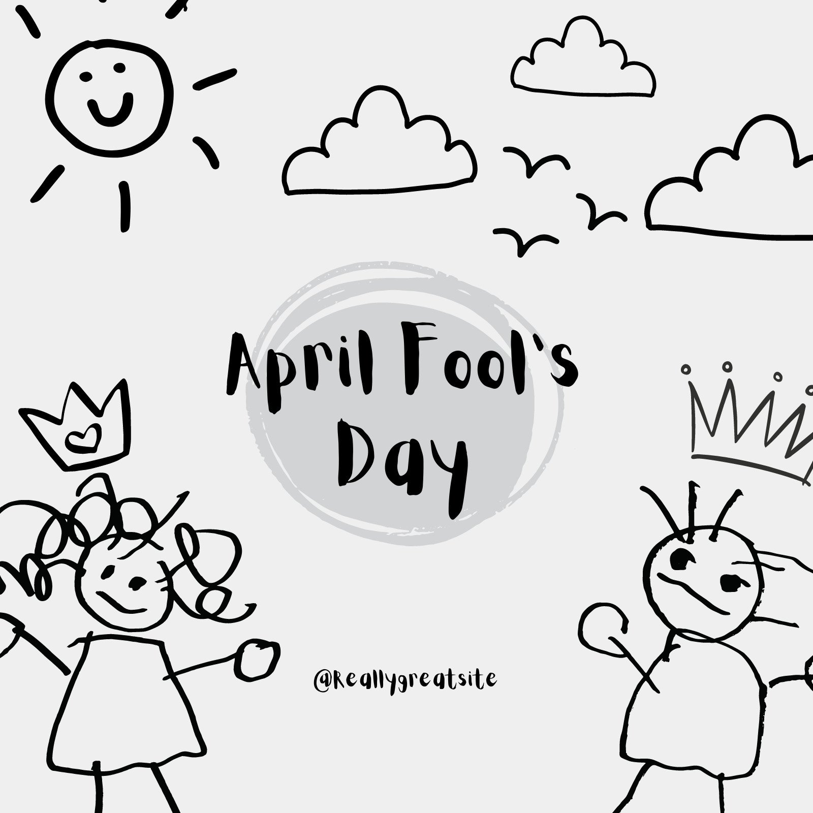 april fools day clipart black and white