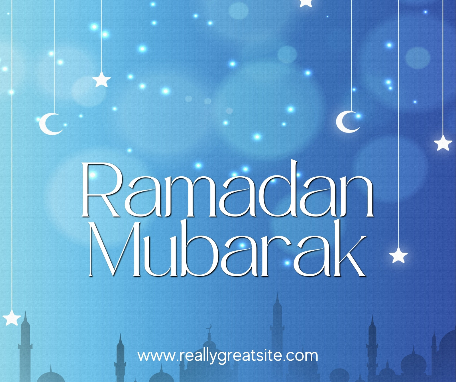 Blue Photocentric Ramadan Mubarak Facebook Post