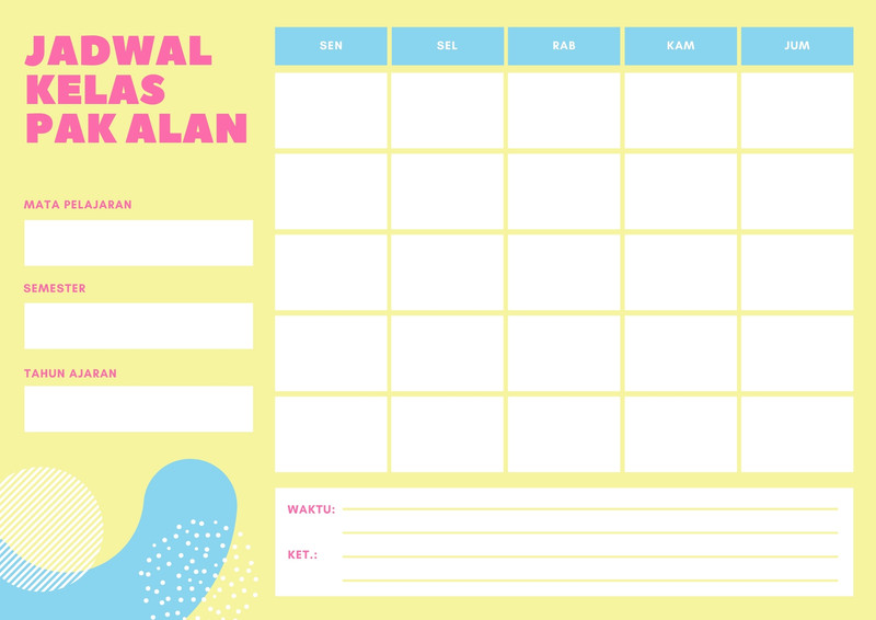 Gunakan Template Jadwal Kelas Keren Gratis Canva 9148