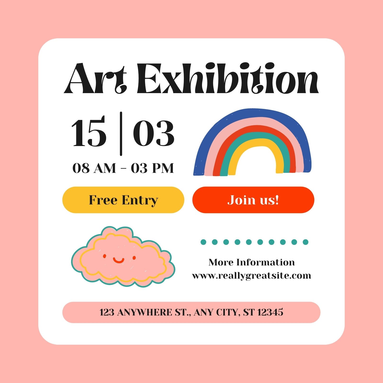 Pink Aesthetic Illustrated Art Exhibition Instagram Post