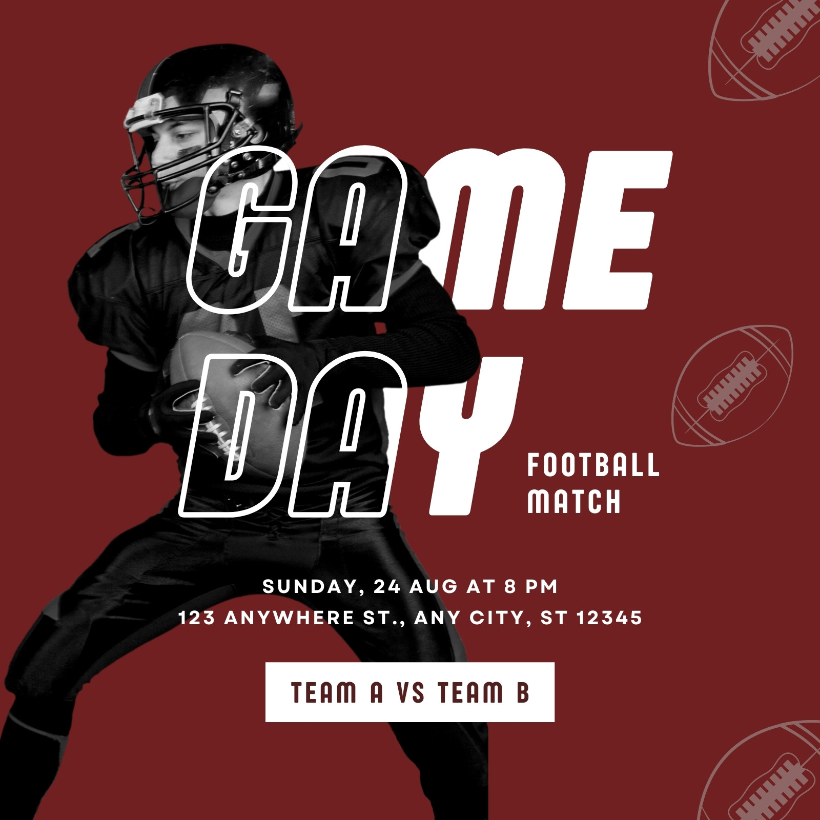 Free and customizable football templates