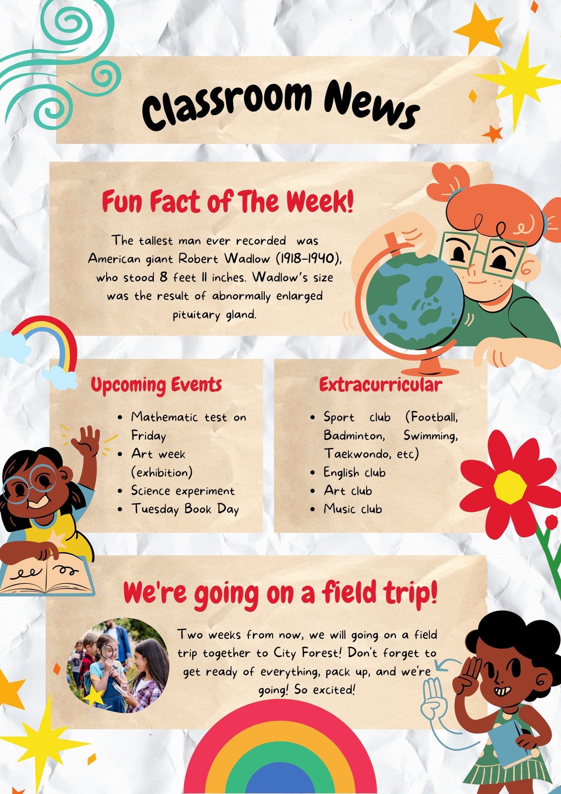 Free, custom printable classroom newsletter templates | Canva