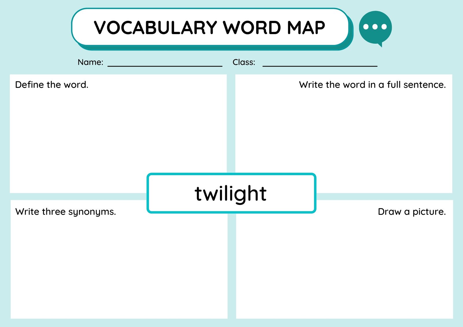 Green Vocabulary Word Map English Graphic Organizer