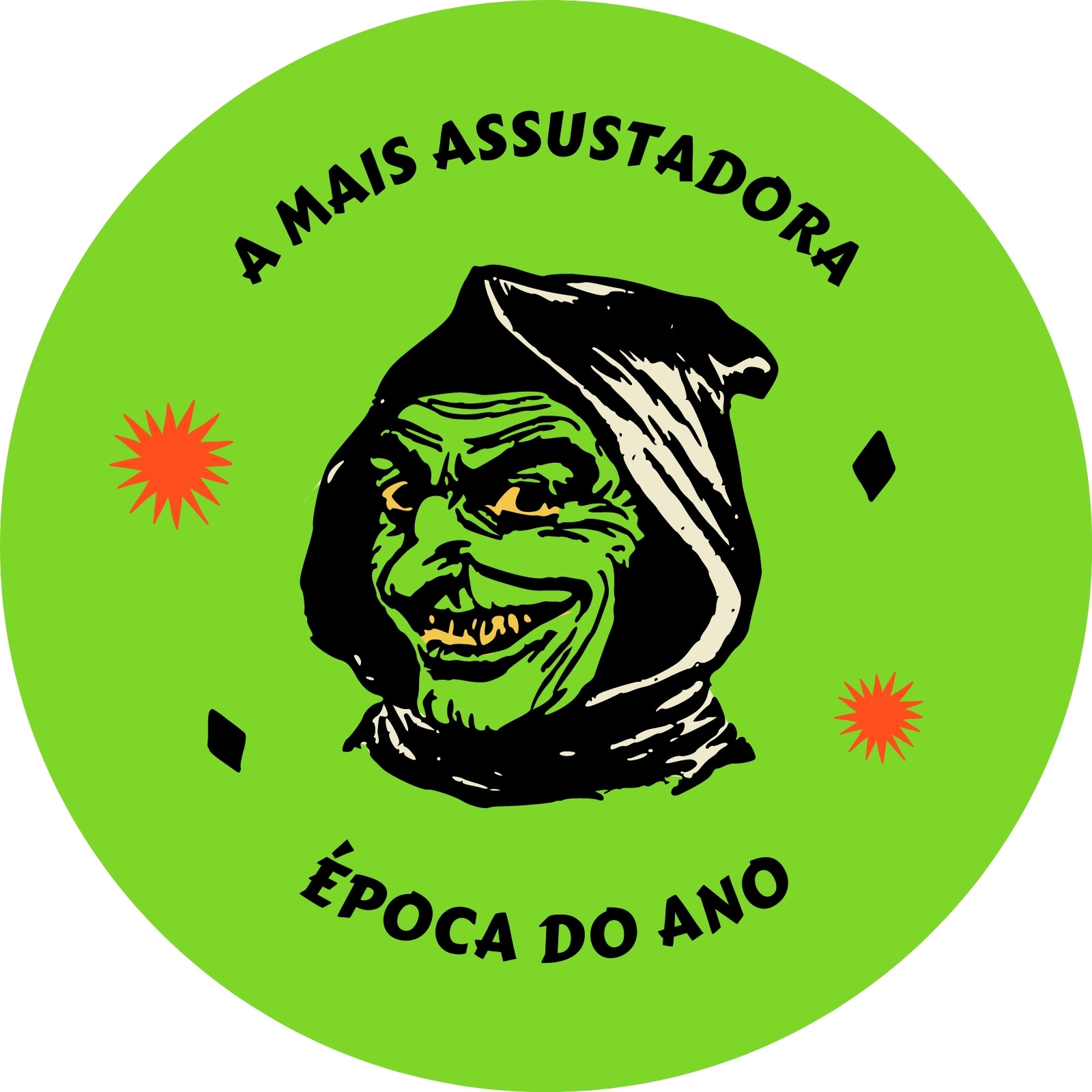 Halloween, o dia mais assustador do ano, desenhado à mão, adesivo