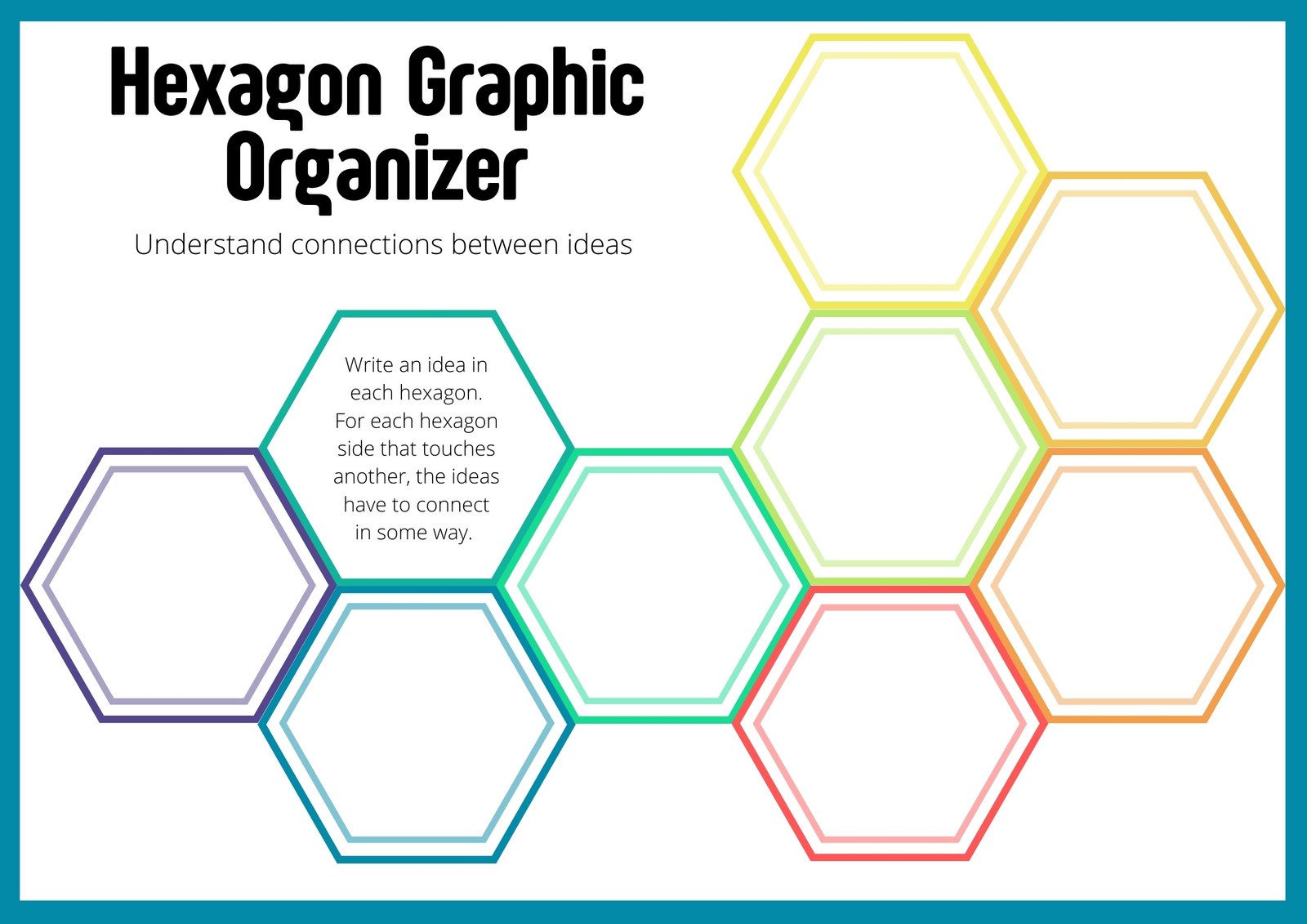 Muted Rainbow Hexagon Thinking Graphic Organizer