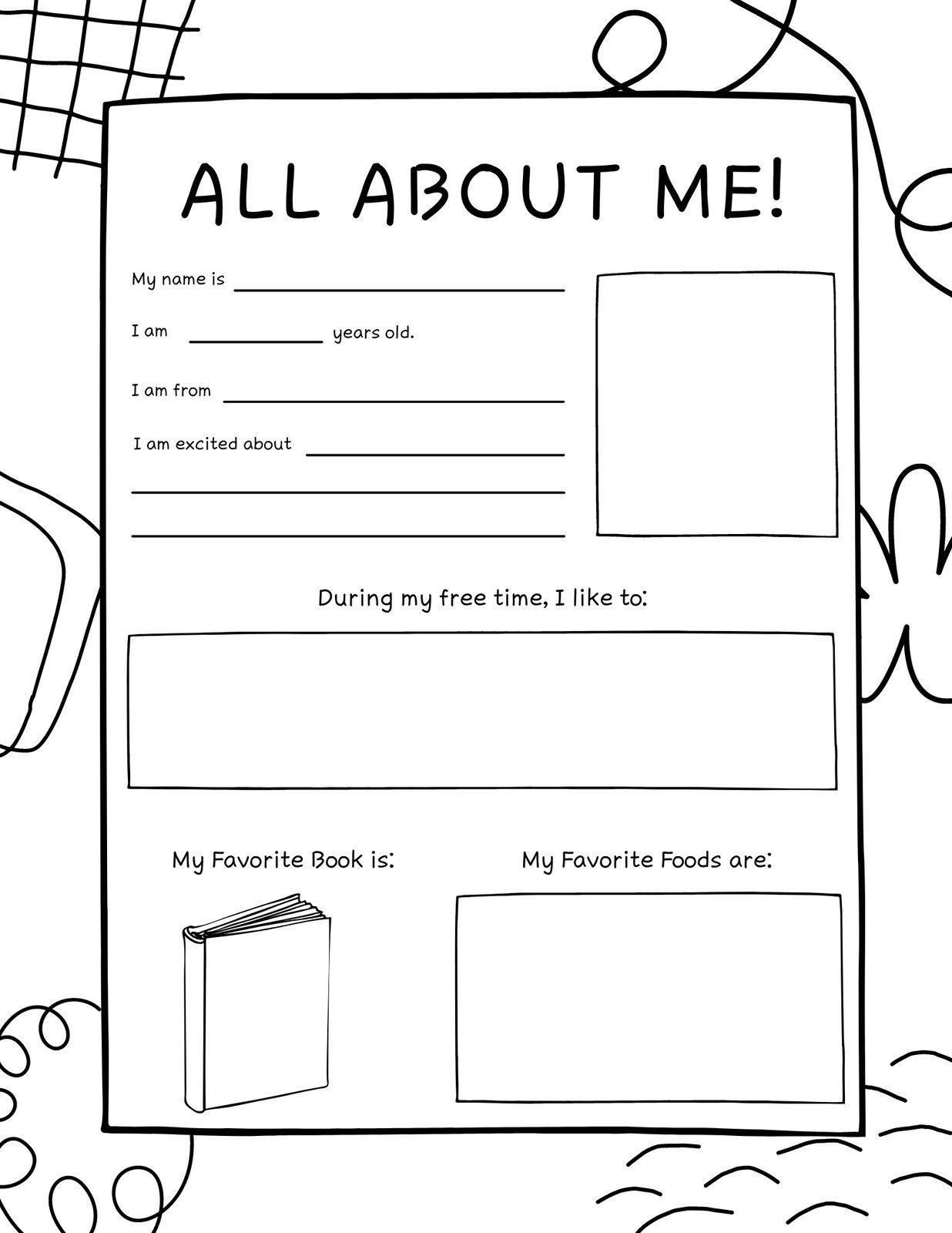 Free About Me Page Template Printable Form, Templates and Letter