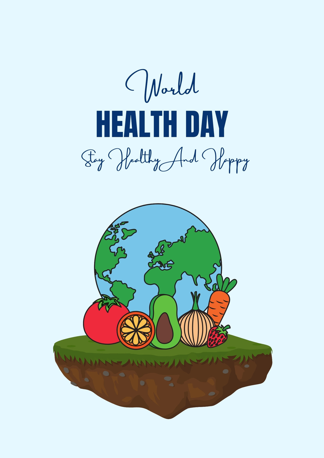 World health day concept with hand draw lettering and healthy lifestyle  illustration. Vector. Stock Vector | Adobe Stock