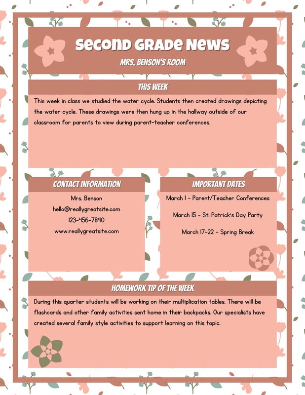 Free printable customizable school newsletter templates Canva