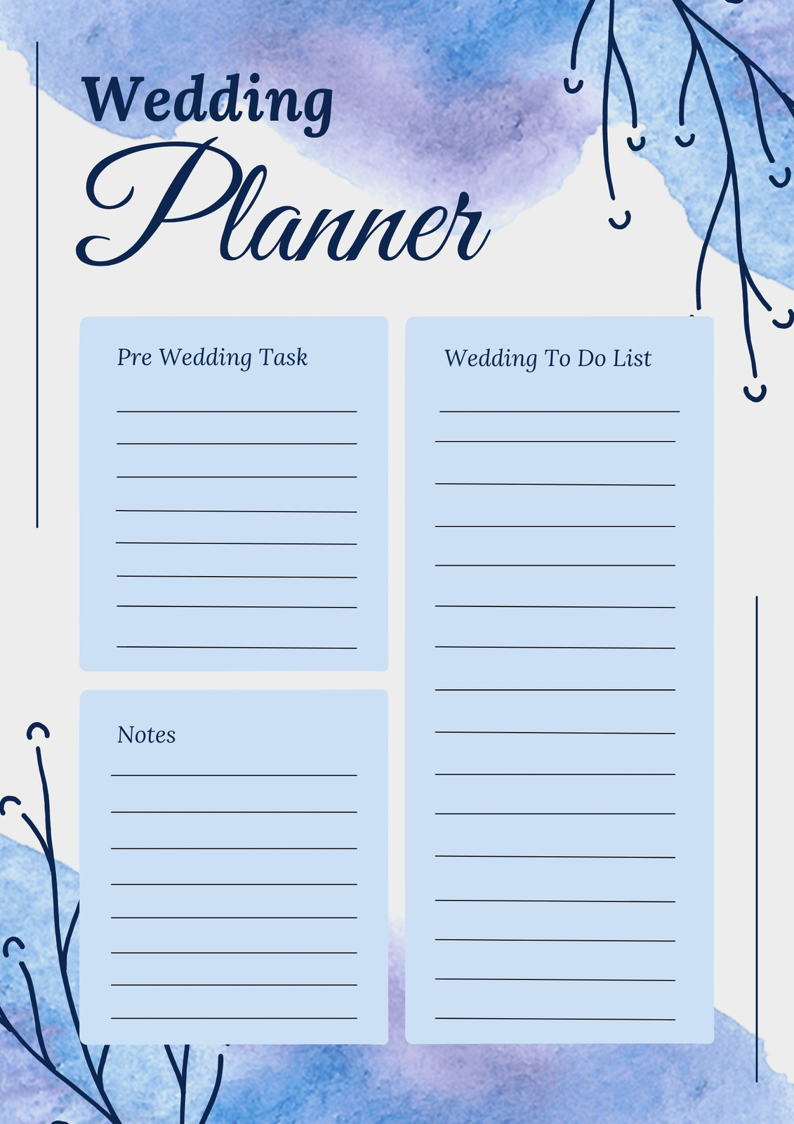 Free custom printable wedding timeline planner templates