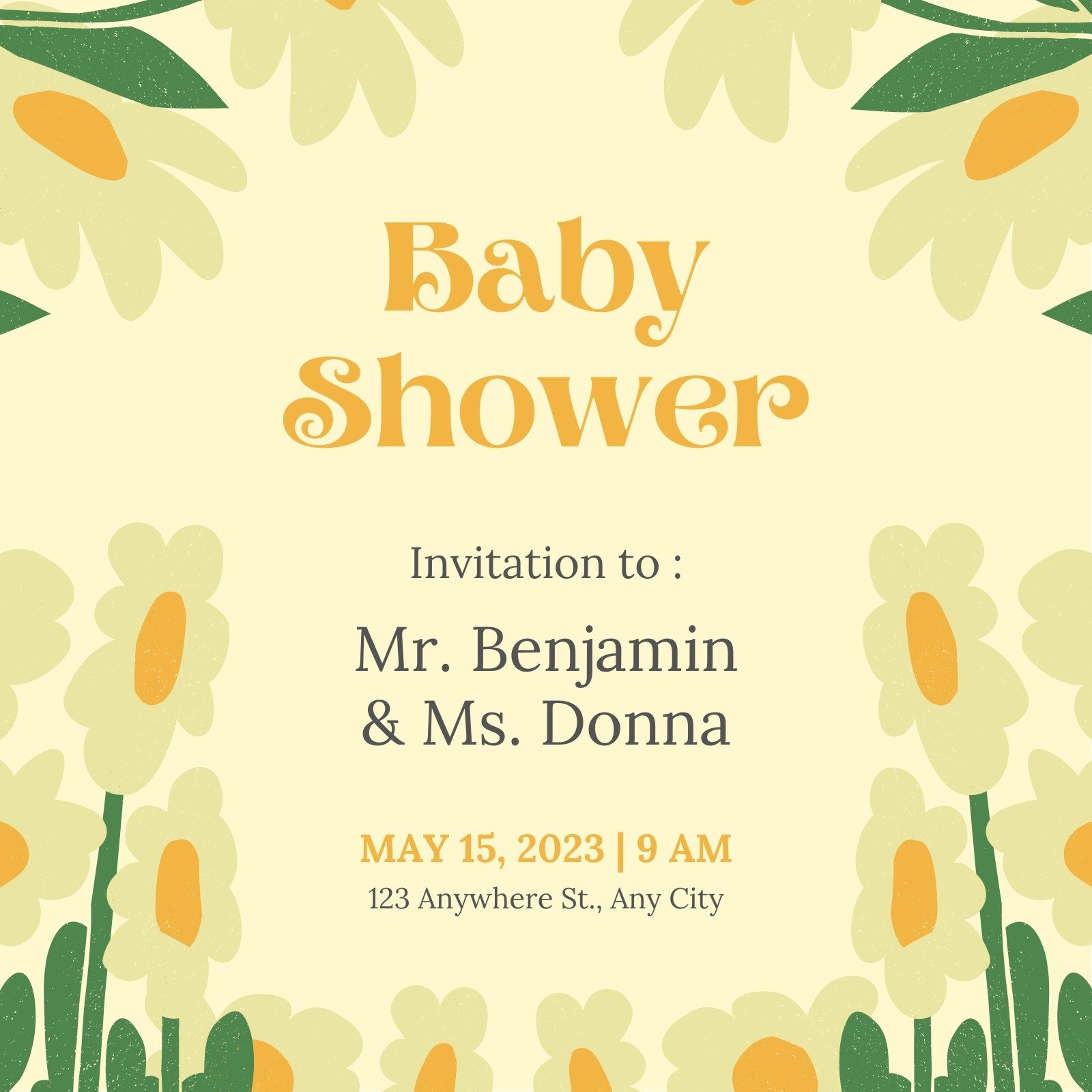 Orange Shower Invite Instant Download Canva Digital Download,Editable with Canva Modern Orange Themed Little Cutie Baby Shower Invitation