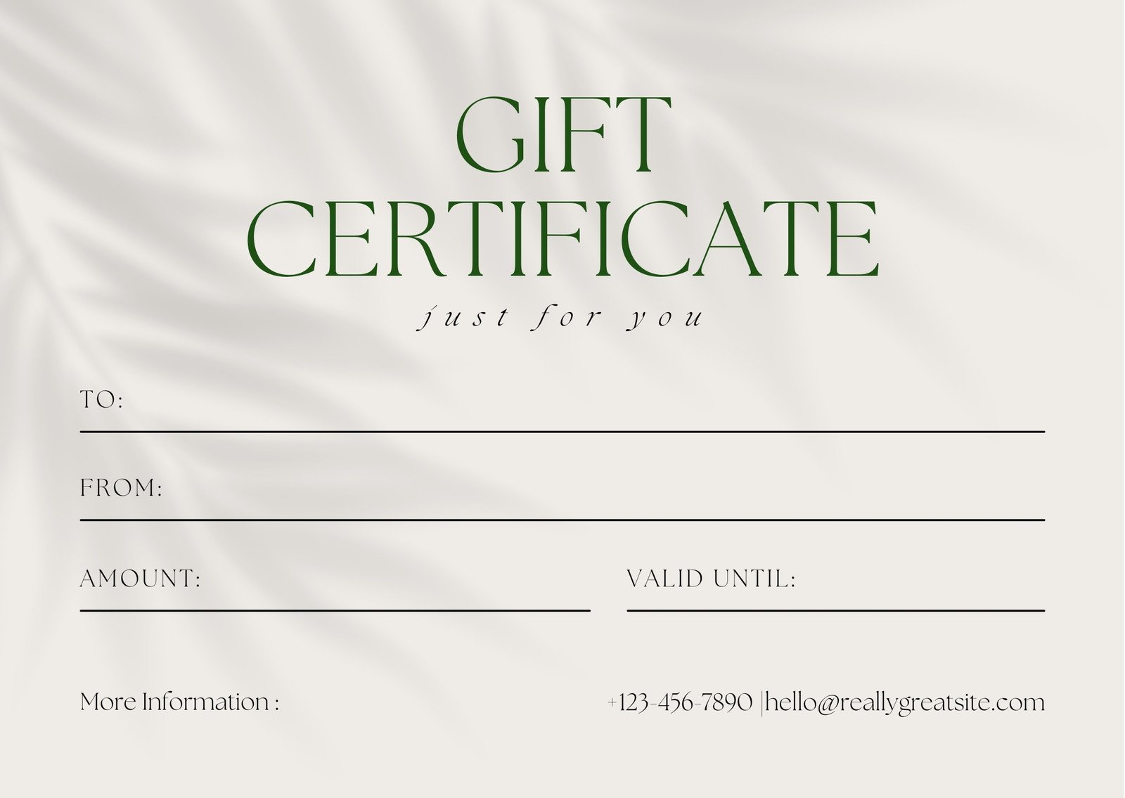 Beige and Green Minimalist Cosmetics - Gift Certificate