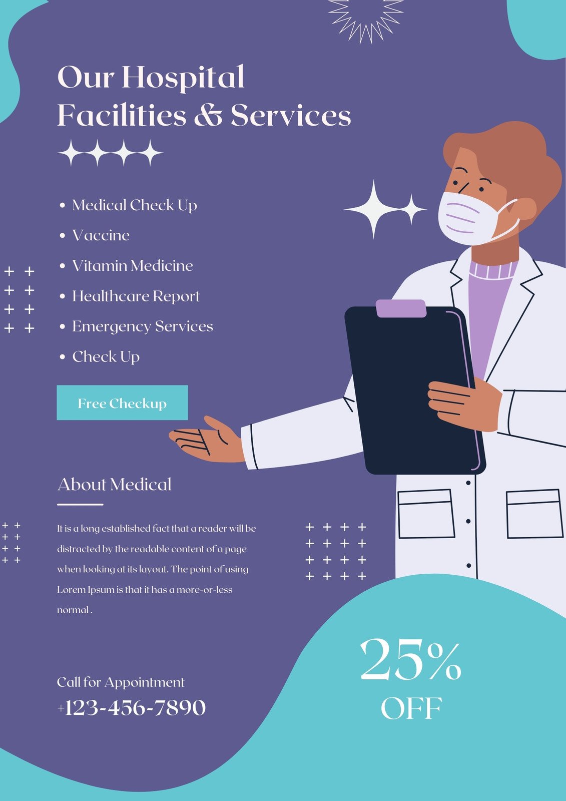 Blue Medical Health Hospital Services Poster