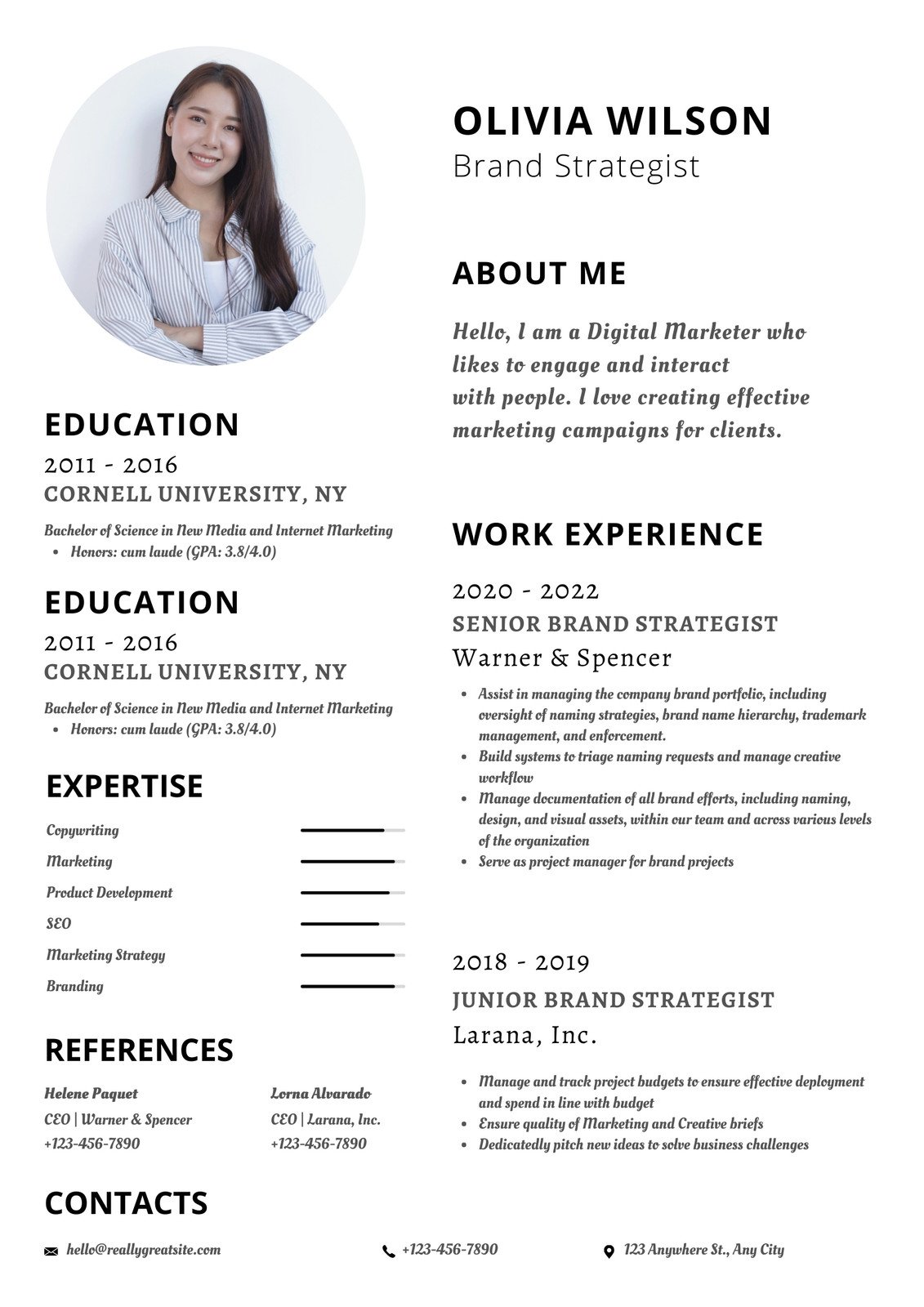 Page 9 - Free printable resume templates you can customize | Canva