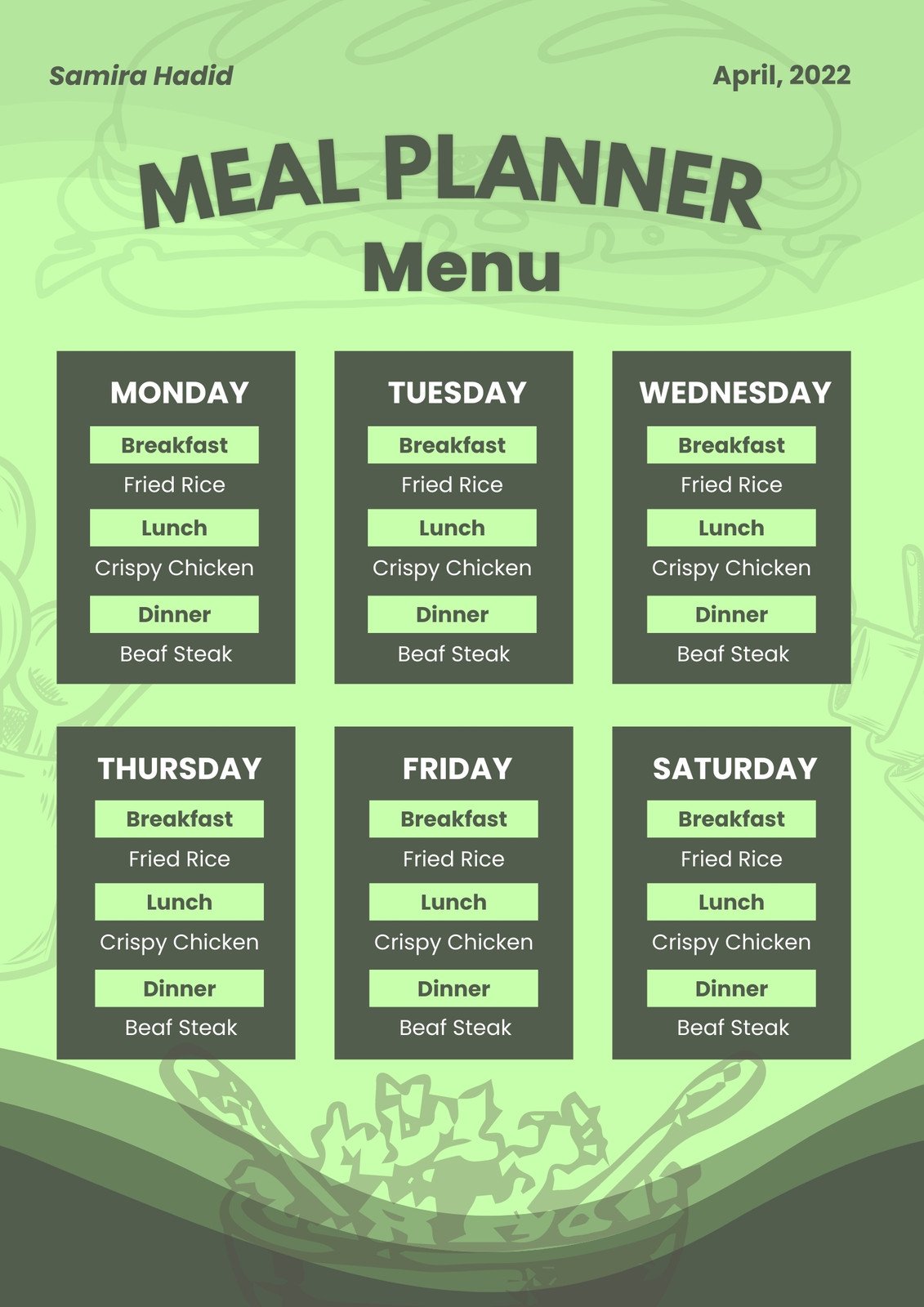 Weekly Meal Planner Poster