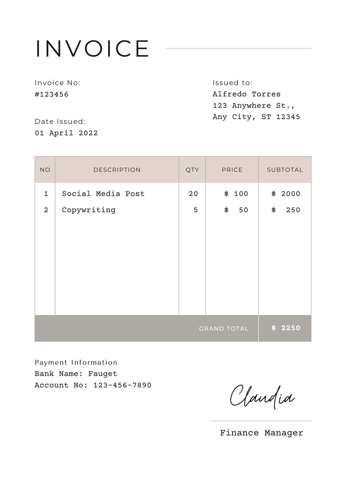 Free printable, customizable service invoice templates | Canva