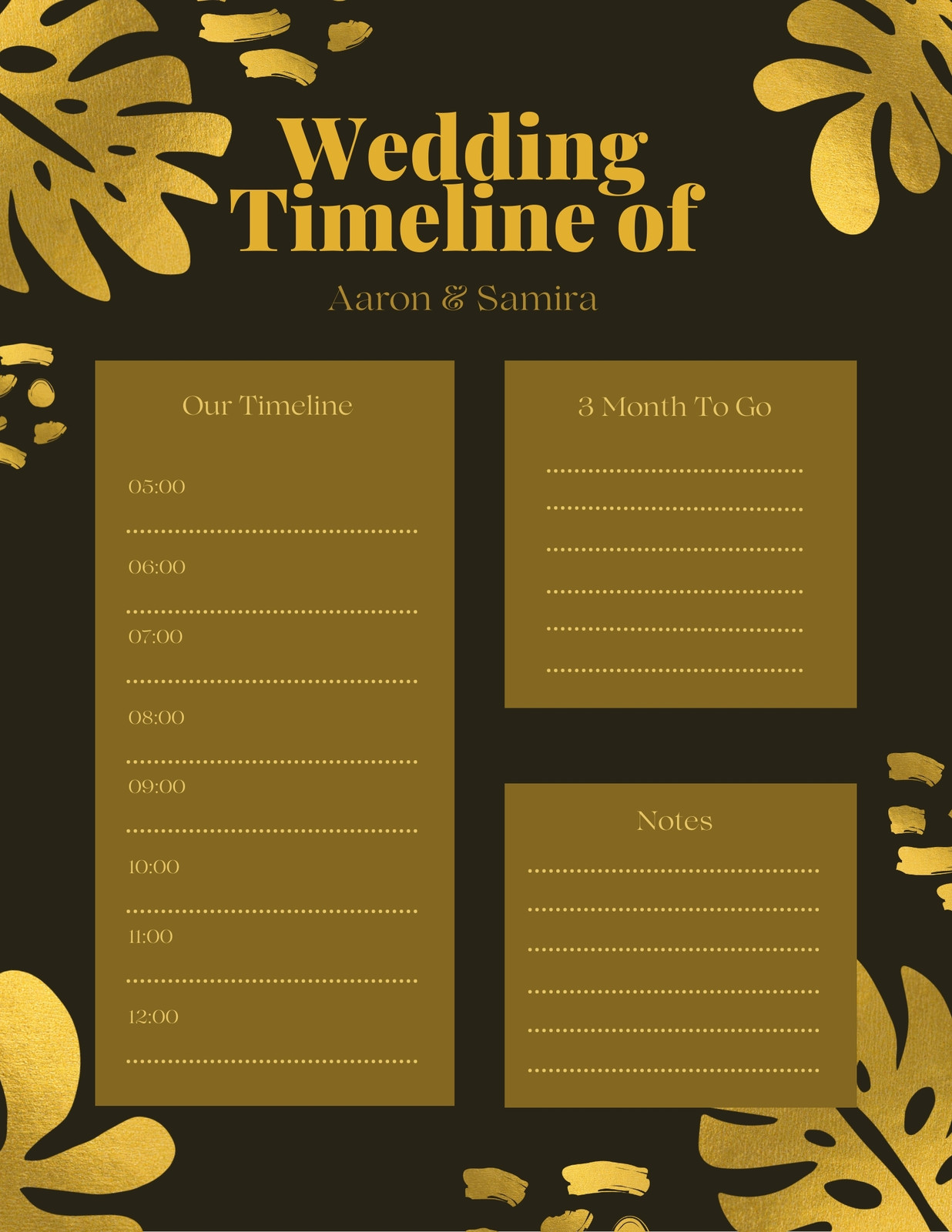 Free custom printable wedding timeline planner templates