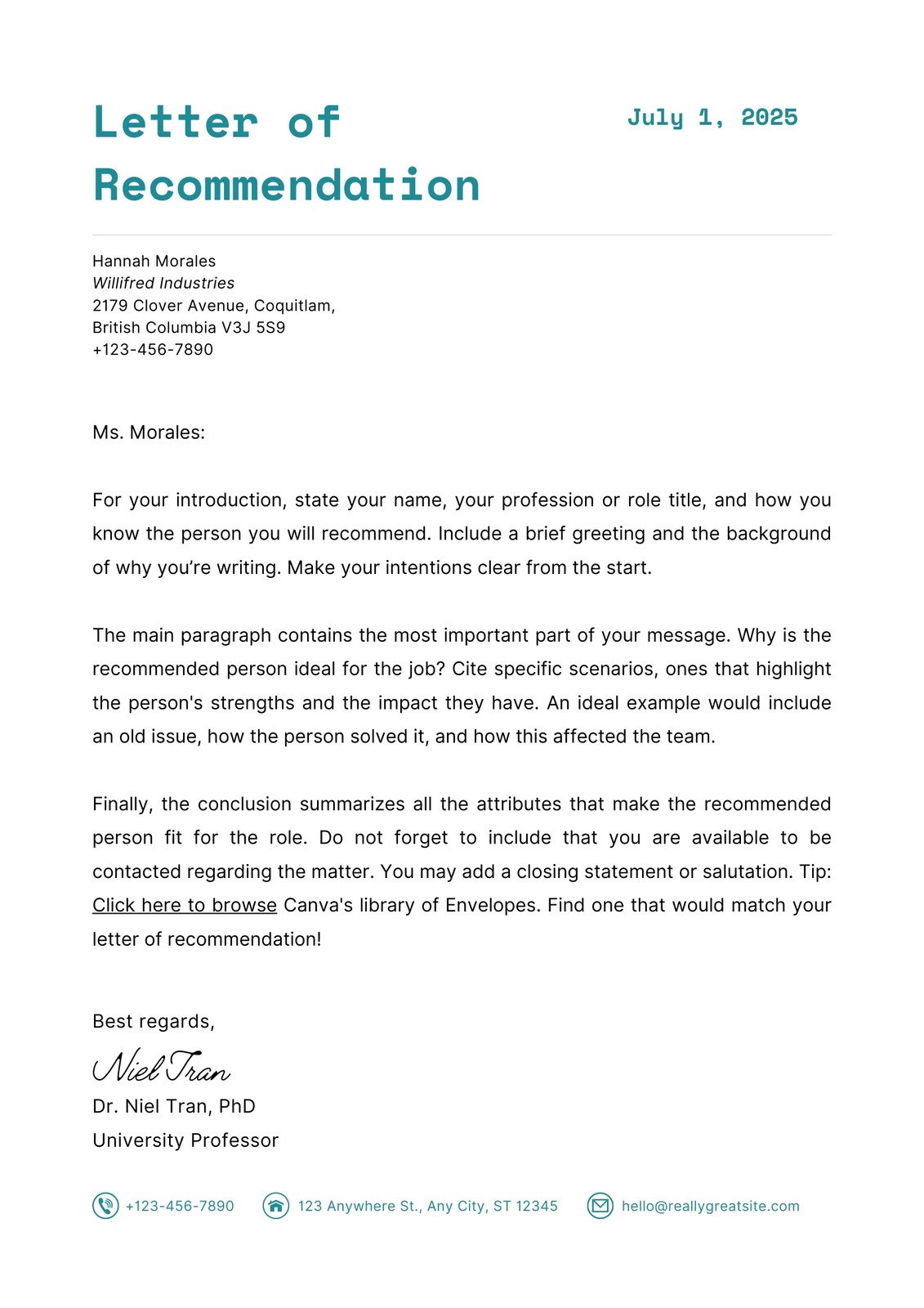 Page 3 - Free printable letter of recommendation templates | Canva